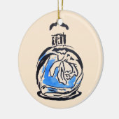 ブルーファッションイラストレーション香料ボトル セラミックオーナメント (左)