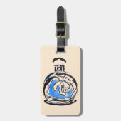 ブルーファッションイラストレーション香料ボトル ラゲッジタグ (正面縦)