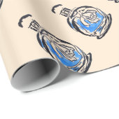 ブルーファッションイラストレーション香料ボトル ラッピングペーパー (ロールコーナー)