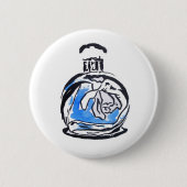 ブルーファッションイラストレーション香料ボトル 缶バッジ (正面)