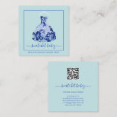 ブルーファッションスタイリストイベントドレスQRコードロゴ スクエア名刺 (正面/裏面)