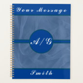 ブルーファブリックテクスチャプリント – 任意の色 プランナー手帳 (正面)