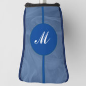 ブルーファブリックテクスチャードプリントモノグラムパター ゴルフヘッドカバー (回転90)