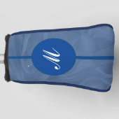 ブルーファブリックテクスチャードプリントモノグラムパター ゴルフヘッドカバー (正面)