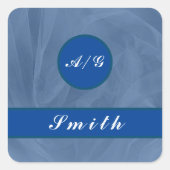 ブルーファブリックプリント – 任意の色 スクエアシール (正面)