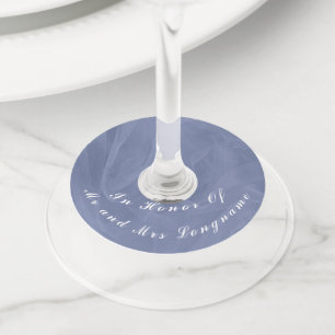 ブルーファブリックプリント – 任意の色 ワイングラスタグ