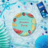 ブルーファミリーカラフルの夏のパーティーの果実 ペーパープレート (パーティー)