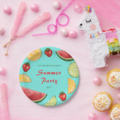 ブルーファミリーカラフルの夏のパーティーの果実 ペーパープレート (パーティー)