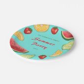 ブルーファミリーカラフルの夏のパーティーの果実 ペーパープレート (アングル)