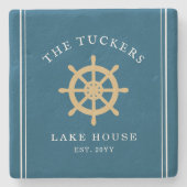 ブルーファミリーネームレイクハウスシ航海のップズホイール ストーンコースター (正面)