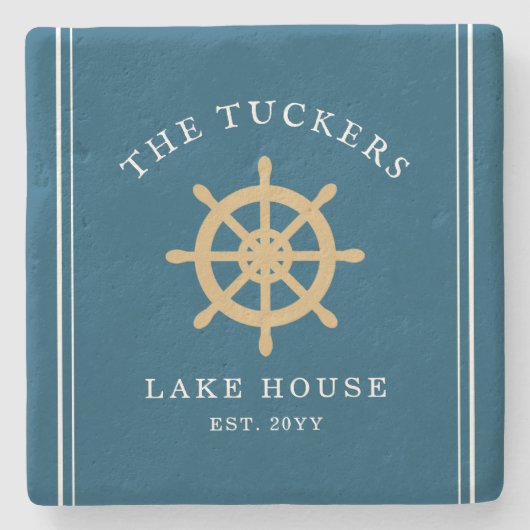 ブルーファミリーネームレイクハウスシ航海のップズホイール ストーンコースター (正面)