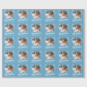 ブルーファミリーフォトスノーフレークメリークリスマス ラッピングペーパー (フラット)