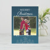 ブルーファミリーフォト写真メリークリスマスカード (スタンド正面)