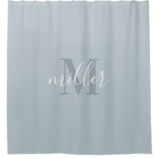 ブルーファミリーモダン名モノグラムシャワーカーテン シャワーカーテン (正面)