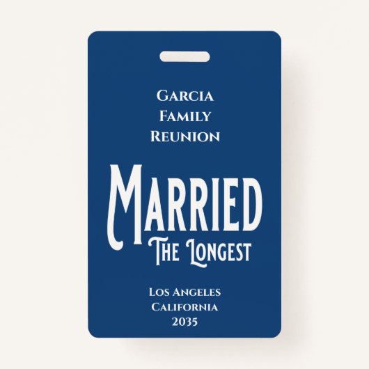 ブルーファミリー懇親会賞結婚した最長 バッジ (正面)