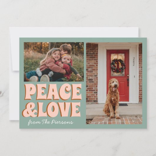 ブルーファンキーピンクのおもしろい可愛い写真クリスマス カード (正面)