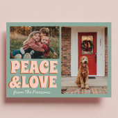 ブルーファンキーピンクのおもしろい可愛い写真クリスマス カード