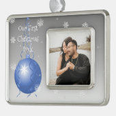 ブルーファンシーオーナメントクリスマスフレームオーナメント シルバープレートフレームオーナメント (左)