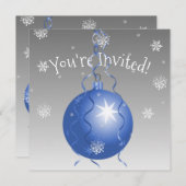 ブルーファンシークリスマスオーナメント招待状 招待状 (正面/裏面)