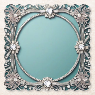 ブルーファンシージュエリードルック紙コースター ペーパーコースター