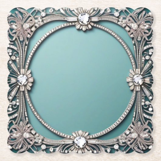 ブルーファンシージュエリードルック紙コースター ペーパーコースター (正面)