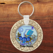 ブルーファンシーパンジー美容師 キーホルダー (正面)