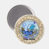 ブルーファンシーパンジー美容師 マグネット (正面/裏面)