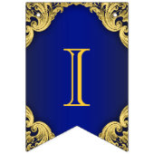 ブルーファンシー王室の金ゴールドプリンスクラウンベビーシャワー バンティングフラッグ (第2の旗)