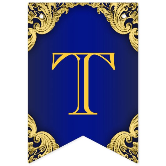 ブルーファンシー王室の金ゴールドプリンスクラウンベビーシャワー バンティングフラッグ (第3の旗)