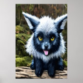 ブルーファンタジーキツネ動物 | AIアートポスター ポスター (正面)