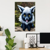 ブルーファンタジーキツネ動物 | AIアートポスター ポスター (ホームオフィス)