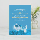 ブルーファンタジーホワイトキャッスルブライダルシャワーの招待 招待状 (スタンド正面)