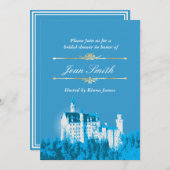 ブルーファンタジーホワイトキャッスルブライダルシャワーの招待 招待状 (正面/裏面)