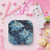 ブルーファンタジーポインセチア ペーパープレート (パーティー)