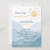 ブルーファーストのまわりにトリップサン1st誕生日招待状 招待状 (正面)