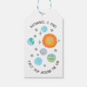 ブルーファーストのまわりにトリップザサンボーイの1歳の誕生日 ギフトタグ (正面)