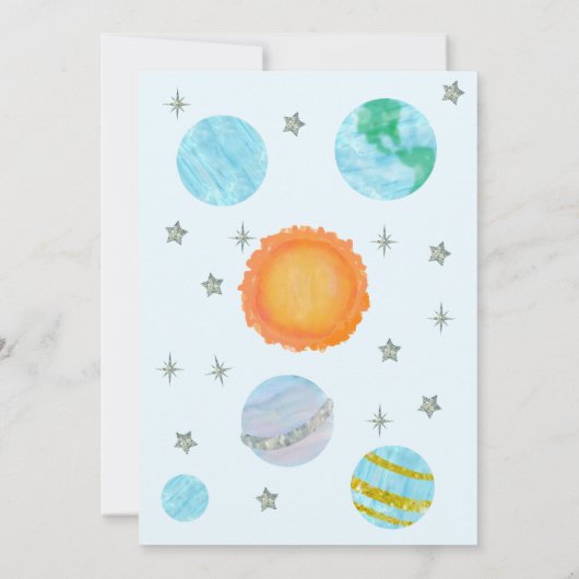 ブルーファーストのまわりにトリップザサンボーイ1歳の誕生日 招待状 (裏面)