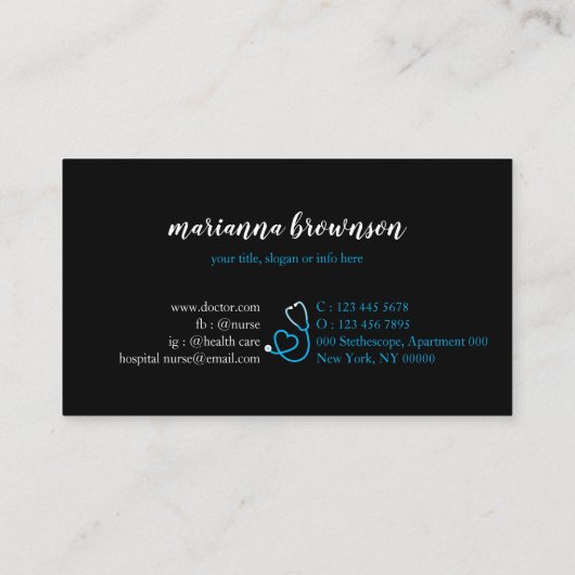 ブルーファーストエイドナース&ドクターデザイン 名刺 (裏面)