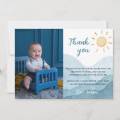 ブルーファーストトリップサンのまわりにサンキューカード誕生日 サンキューカード (正面)