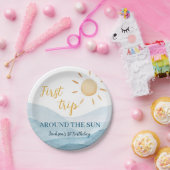 ブルーファーストトリップサンのまわりに誕生日紙プレート ペーパープレート (パーティー)