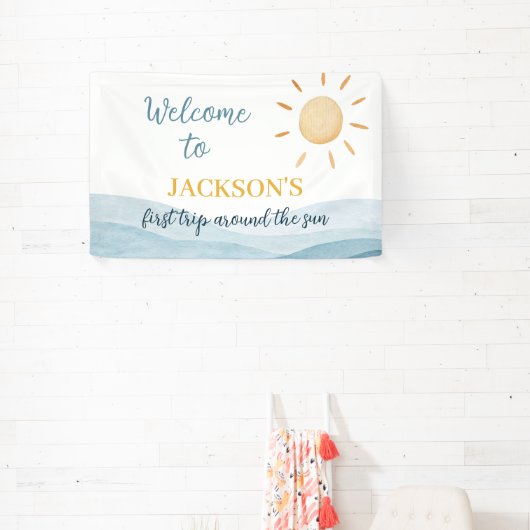 ブルーファーストトリップサンのまわりに誕生日 横断幕 (インサイチュ)