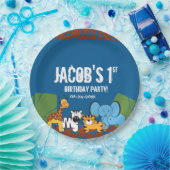 ブルーファーストバースデージャングルサファリテーマ ペーパープレート (パーティー)