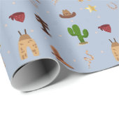 ブルーファーストロデオカウボーイ子供の誕生日招待状 ラッピングペーパー (ロールコーナー)