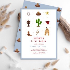 ブルーファーストロデオカウボーイ子供の誕生日招待状 招待状