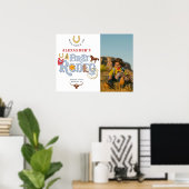 ブルーファーストロデオ男の赤ちゃん1stバースデーウェルカム ポスター (ホームオフィス)