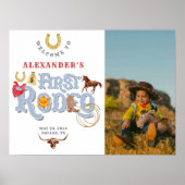 ブルーファーストロデオ男の赤ちゃん1stバースデーウェルカム ポスター (正面)