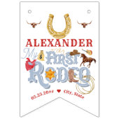 ブルーファーストロデオ男の赤ちゃん1st誕生日マイルストーン バンティングフラッグ (第1の旗)