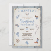 ブルーファーストロデオ男の赤ちゃん1st誕生日 招待状 (正面)