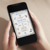 ブルーファーストロデオ男の赤ちゃん1st誕生日 招待状