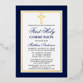 ブルーファースト・ホーリー・コミュニオンフォトクロス金ゴールド 箔招待状 (正面)